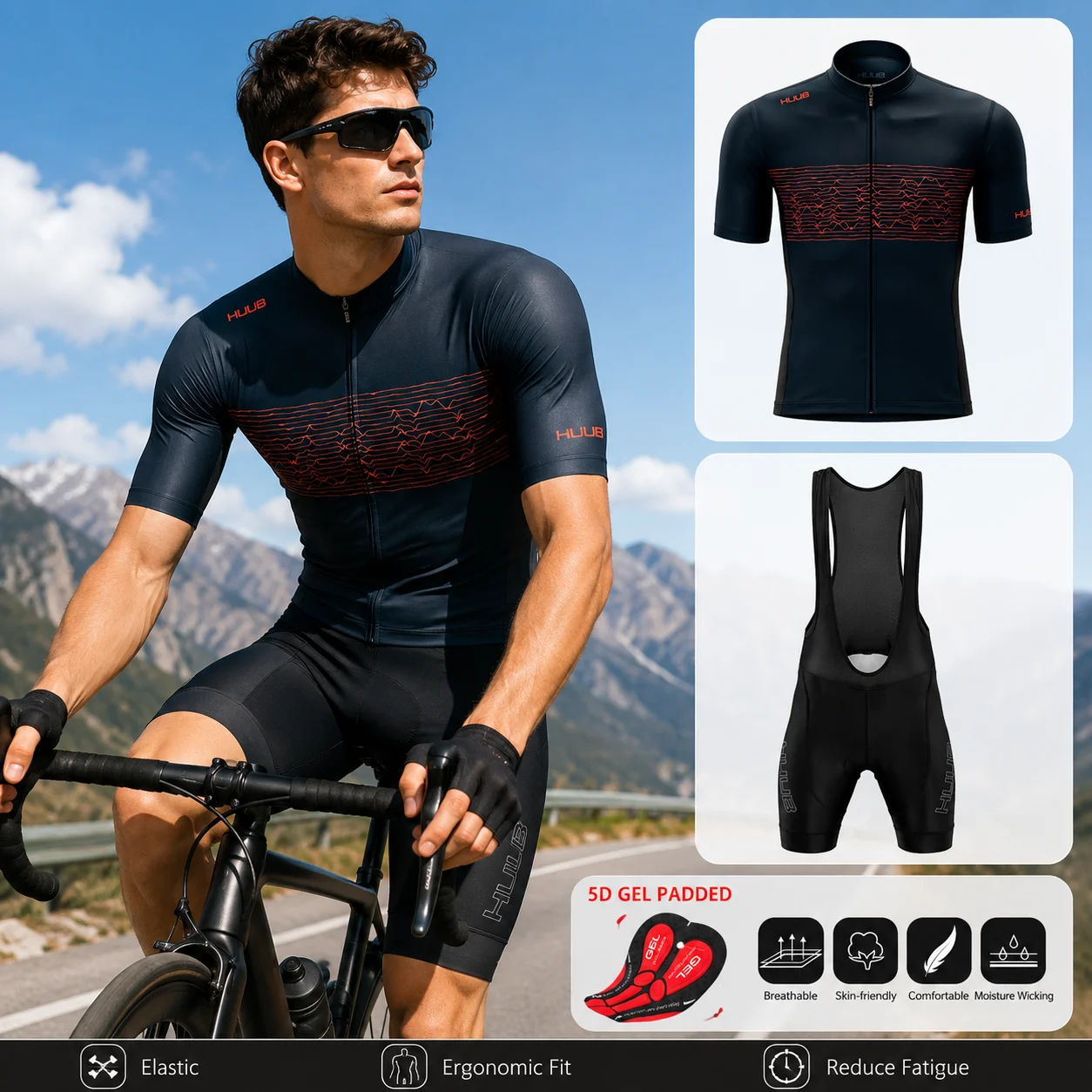 

HUUB 2026 Clothes Clothing Mens Sets Summer Mountain Bike Jersey Uniform Men Set Mtb Tricuta Man Men's Road Shorts