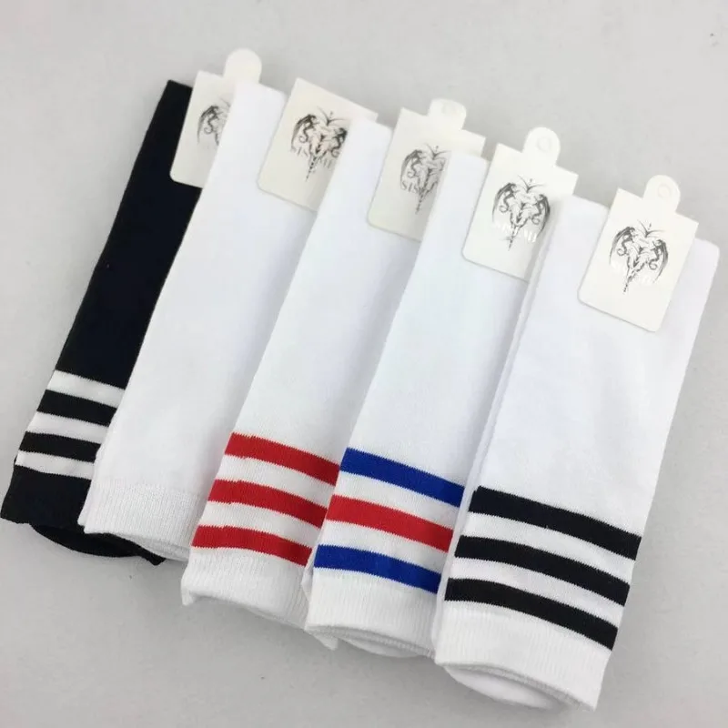 Japanese Sexy Black White Striped Long Socks Cute Jk Women Knee Stockings Ladies Girls Sports Socks Three Stripes Mid Tube Socks