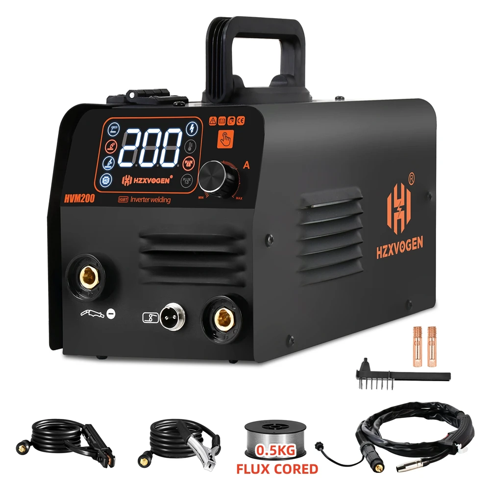 HZXVOGEN HVM200 3 in 1 Semi-automatic Welding Machine MIG/Lift TIG/MMA Non Gas Inverter Welder For Gasless Iron Soldering Tool