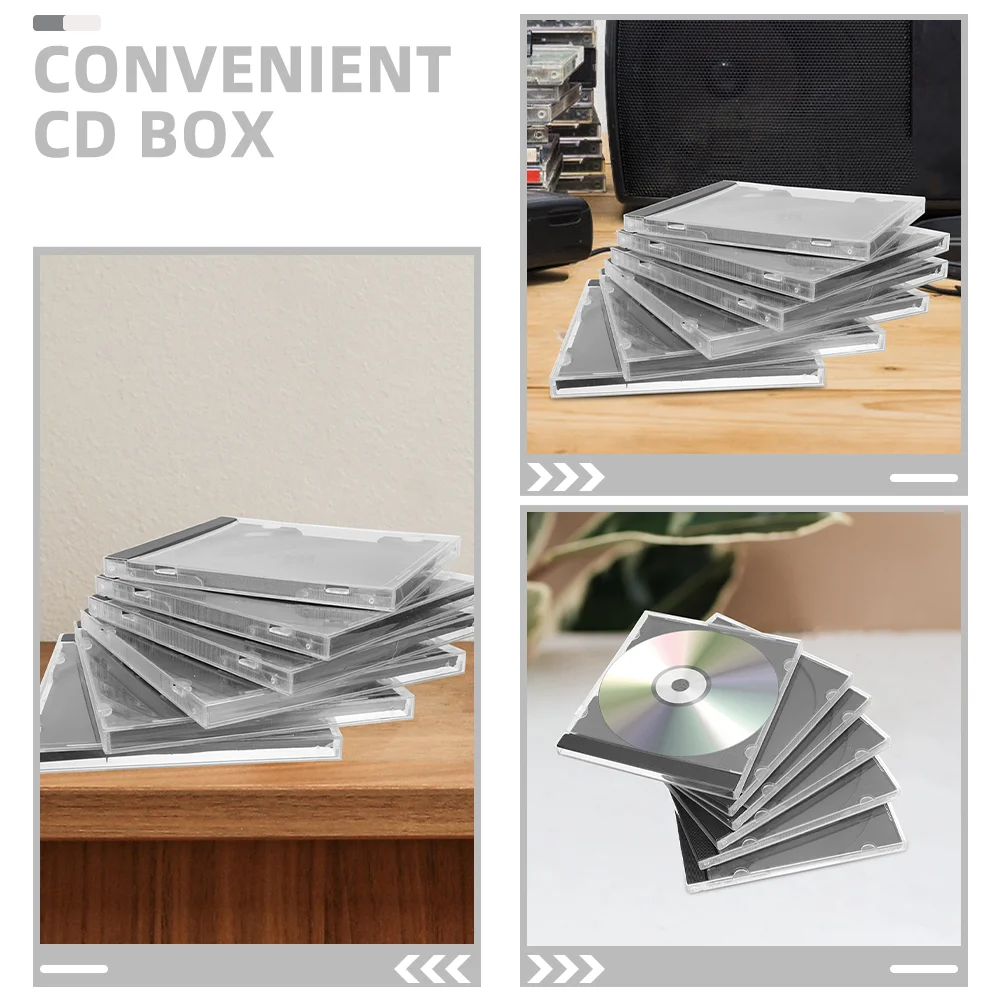 10 Pcs CD Case Organizer Display Cases Covers Disk Container Holder Leaflet 1400X1230X100CM Dvd Black Jewel Plastic