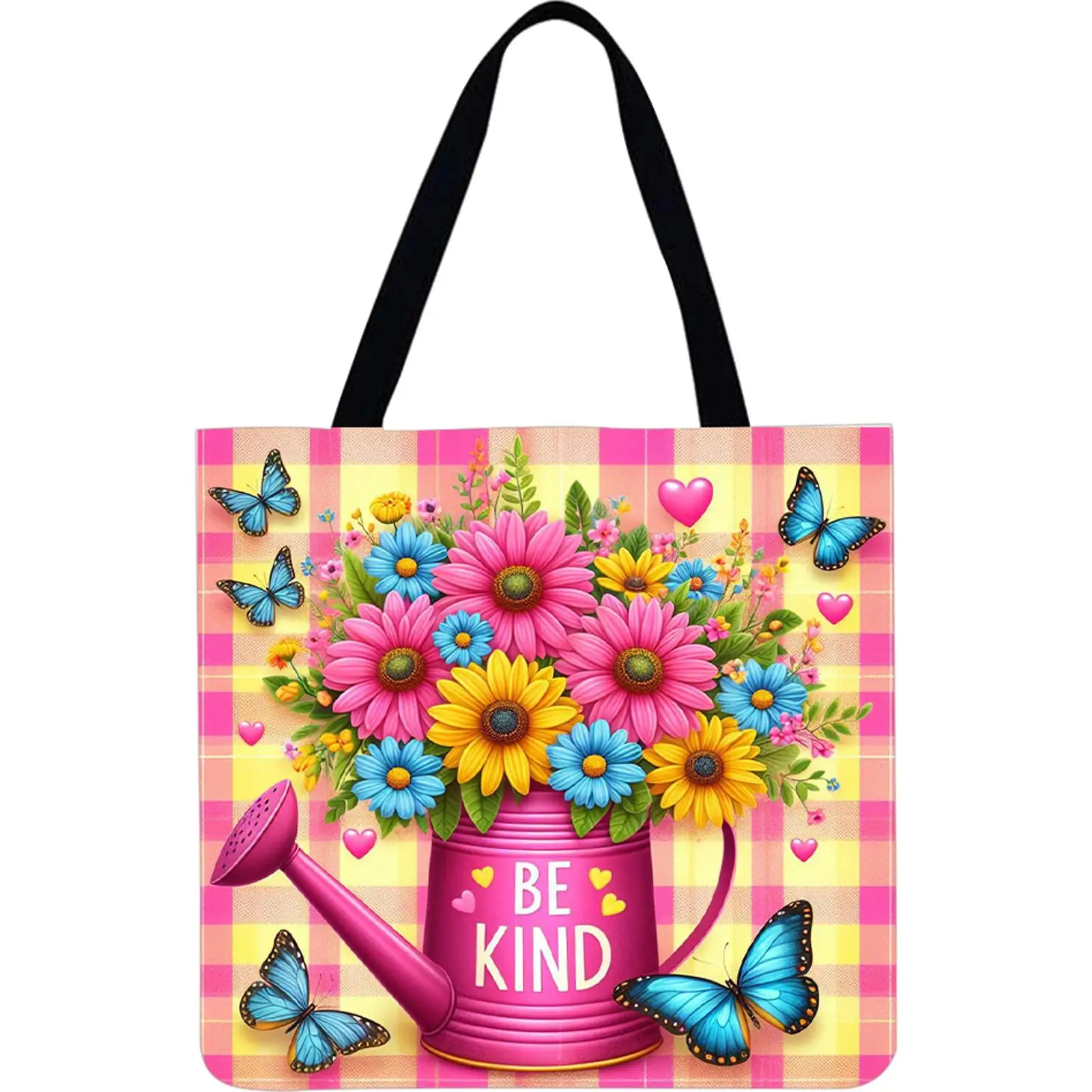 4 borse a tracolla per lo shopping da donna di grande capacità in lino con fiori