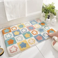 40*60cm Bath Mat Modern Minimalist Cute Flower Buds Bathroom Rug Slip-resistant Waterproof House Entrance Carpet Door Foot Mats