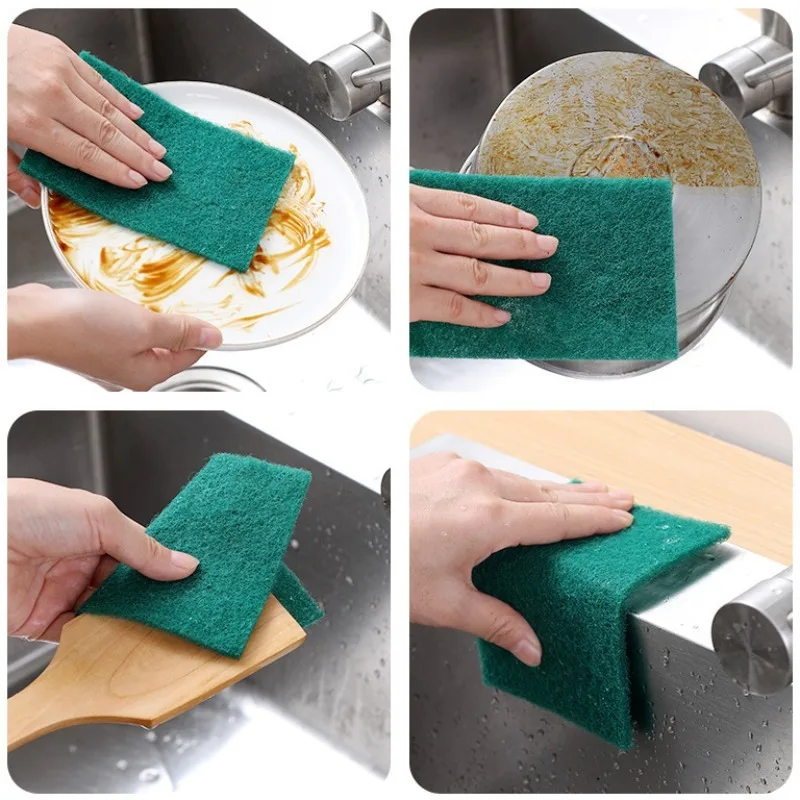 10/20/50PCS Scrub Pads Sponge Household Kitchen Scrubbing Pad Scratch Free Reusable Dishwashing Towel Frosted Pot Bowl Brush