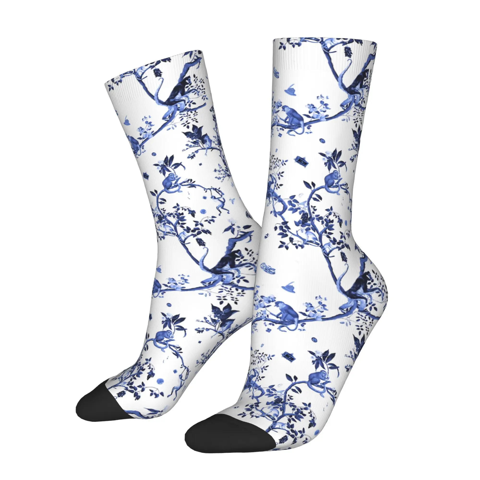 1pc Monkey World Jouy Printed Men's Socks  Novelty Hip Hop Harajuku Pattern Crew Sock Casual Gift