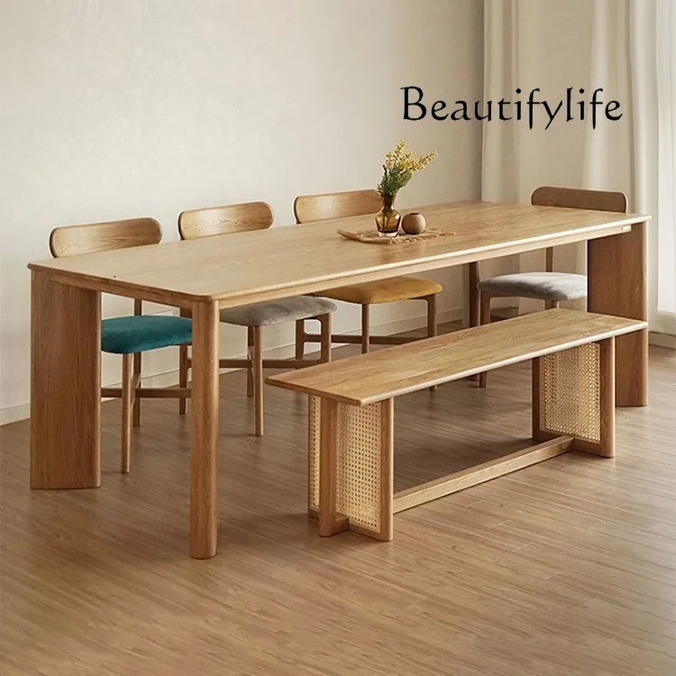 Japanese-style solid wood dining  simple rectangular eating table small apartment ash wood table restaurant  and chair