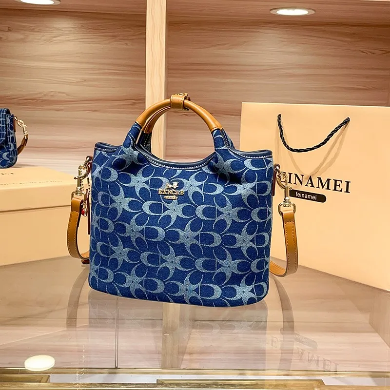 حقيبة يد للسيدات، حقيبة قماش من قماش الدنيم الفاخر الخفيف، حقيبة دلو عصرية جديدة للتنقل لعام 2025، كروس بكتف واحد راقي