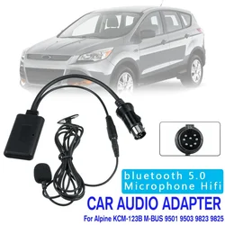 5-12V 8Pin Original Aux Audio Bluetooth HIFI Cable Adapter Microphone HD Audio Transmission For Alpine KCM-123B M-BUS