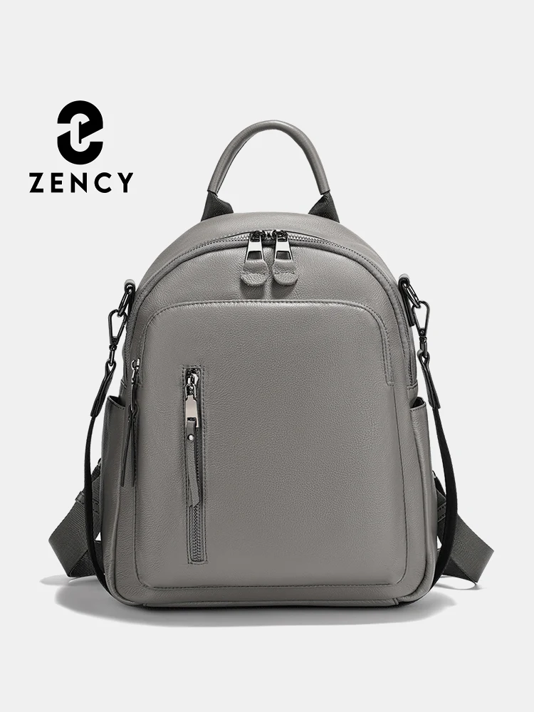 

Zency 2026 Genuine Leather Backpack For Women Large Capacity Travel Rucksack Natural Leather Knapsack Convertible Shoulder Bags