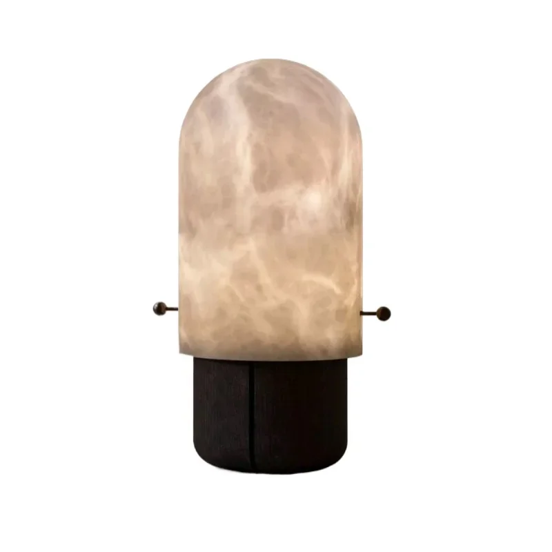 Italian fashion light luxury natural marble table lamp, American designer soft decoration hotel villa fireplace
