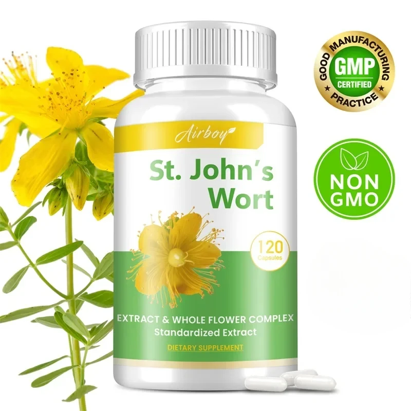 

St. John's Wort Capsules - Promotes Mental Health, Improves Mood, and Relieves Stress and Anxiety