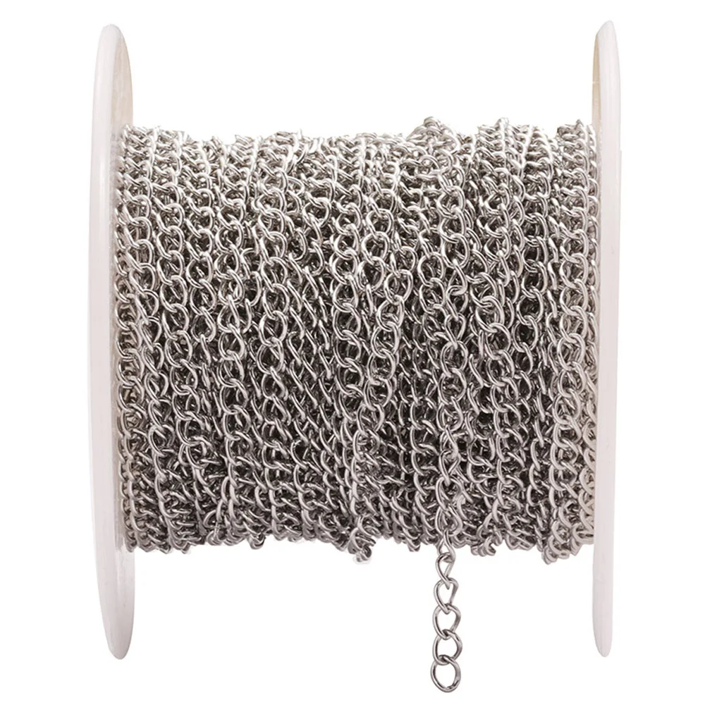 10 metros/rollo de cadena de acero inoxidable 1,8mm 2,5mm 3mm 4,2mm cadenas de eslabones de Metal plateado para collares DIY pulseras fabricación de joyas