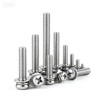304 316 Stainless Steel Combination Screws Phillips Pan Head Bolts with Flat Spring Washers M1.6-M4