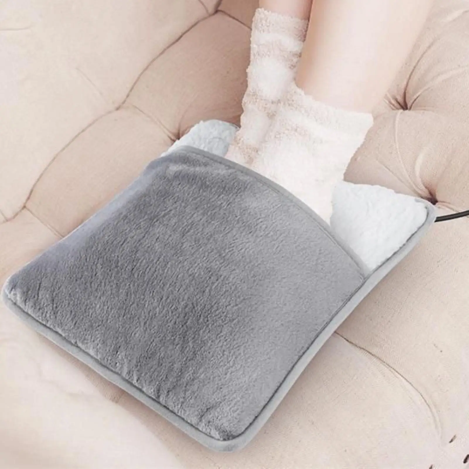 

Зимняя электрическая грелка для ног, USB-зарядка, грелка для ног, мягкий плюшевый моющийся обогреватель, согревающий коврик для ног, грелка для сна