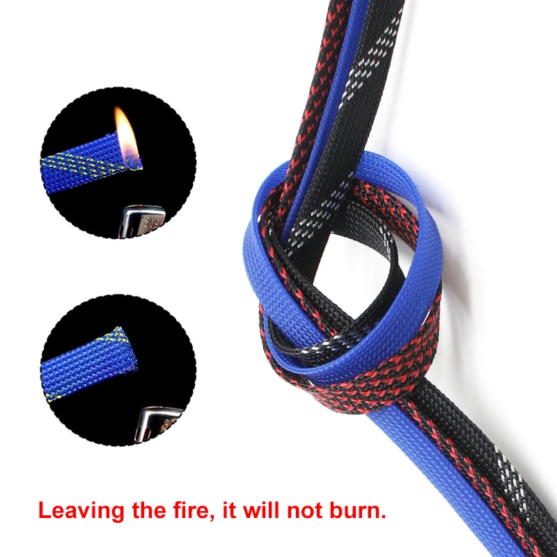 5m/Lot PET Geflochtene Isolierhülse Hochdichte PET-Kabelummantelung Dehnbare Kabelhülle Flammhemmende Nylon-Geflechtmanschette DIY – Detail 7