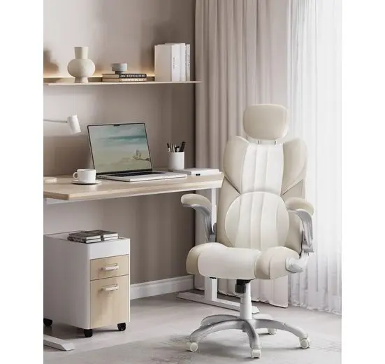 SONGMICS office chair desk chair, rocking function, automatic brake wheels