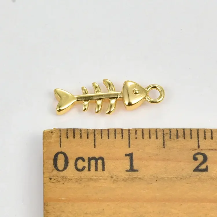 6PCS 6x16MM 14K Gold Color Brass Fish bone Charms Pendants Diy Jewelry Findings Accessories Wholesale
