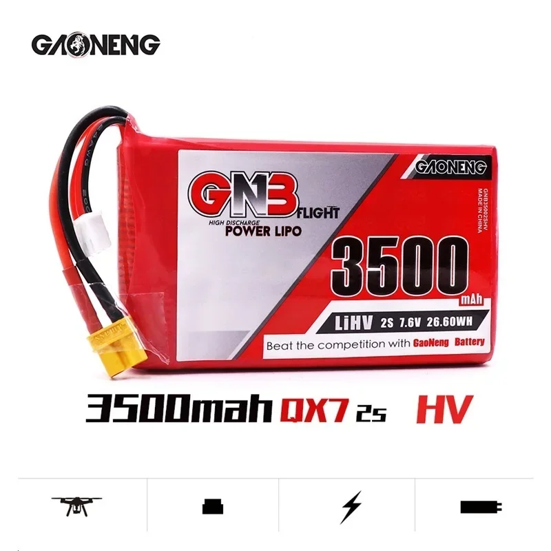 Gaoneng เดิม GNB HV 2S 7.6V 3500mAh MAX 10C แบตเตอรี่ Lipo สําหรับ Frysky Taranis QT7 เครื่องส่งสัญญาณ TX รีโมทคอนโทรล RC อะไหล่