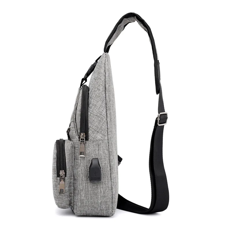 USB2025 Korean Version New Shoulder Bag Men's Charging Bag Sports Canvas Outdoor Diagonal Cross Bag