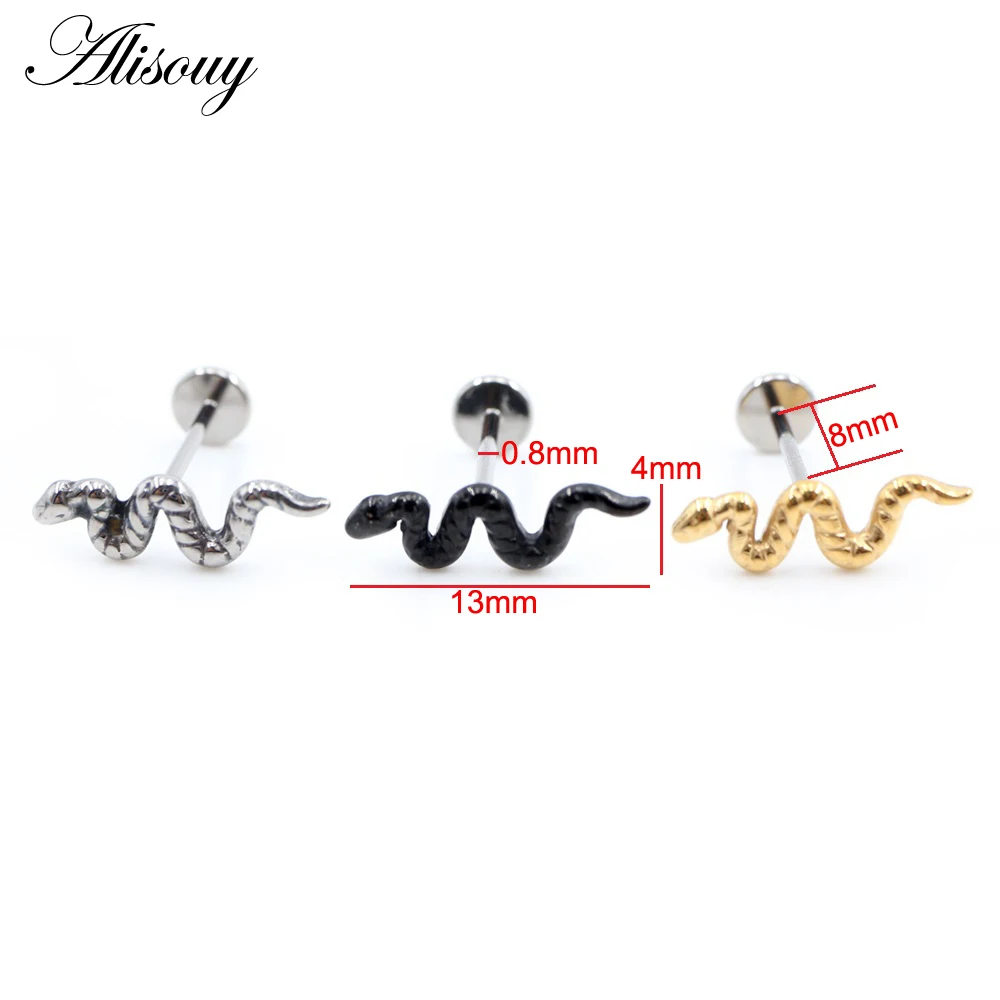 1PC Threadless Titanium Snake WaterDrop Sword Wheatear Labret Lip Stud Ring Ear Tragus Cartilage Earrings Body Piercing Jewelry