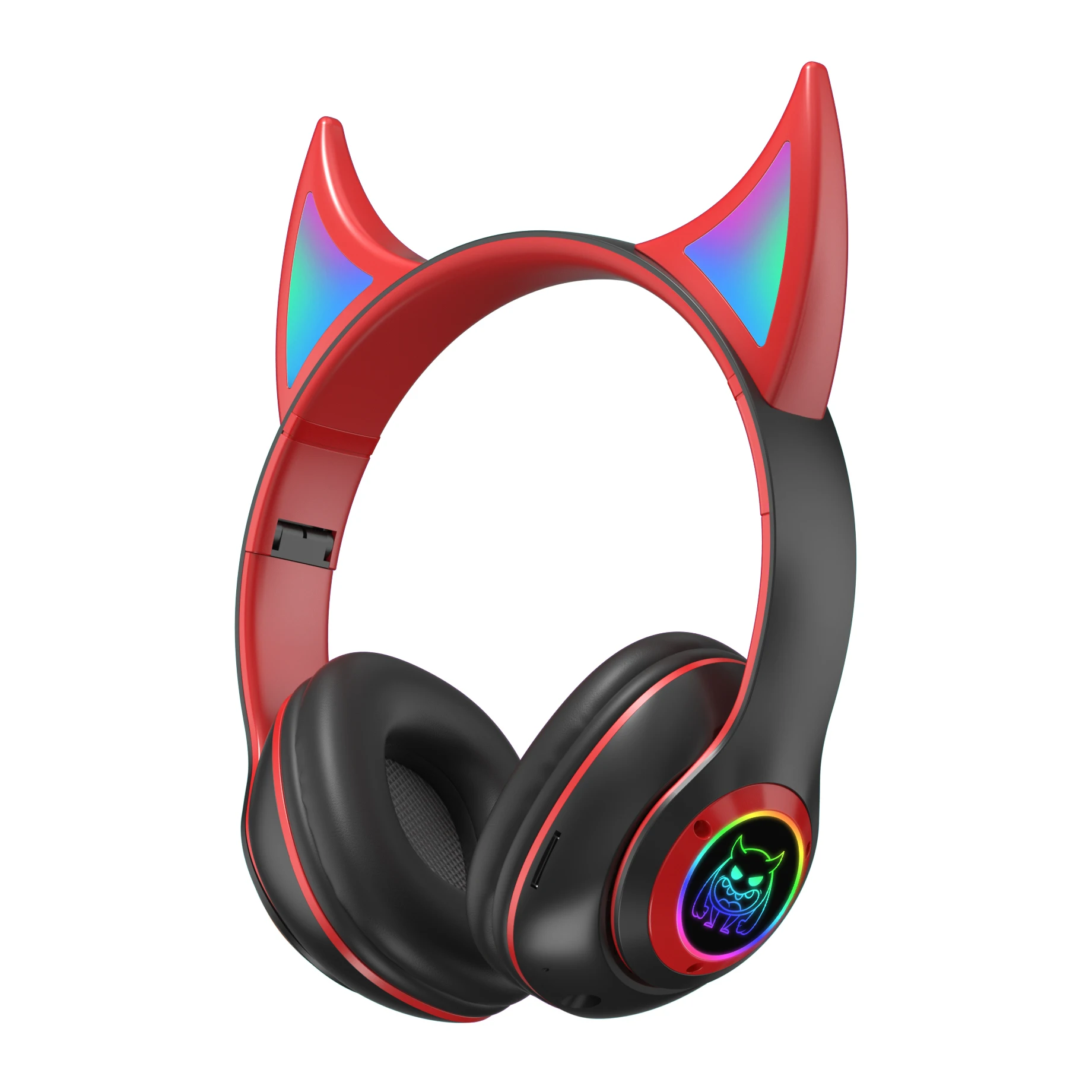 Gaming On-ear & Over-ear Cat ear Horns  Wireless Headphones Ecouteur Sans Fil Head Earphones With TF Card AUX Function