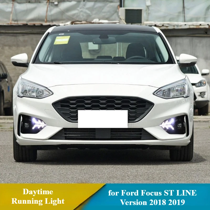 for Ford Focus ST LINE Version 2018 2019 Auto Daytime Running Lights Led Front Fog Lamp Modification Yellow Turn Signal Lamp