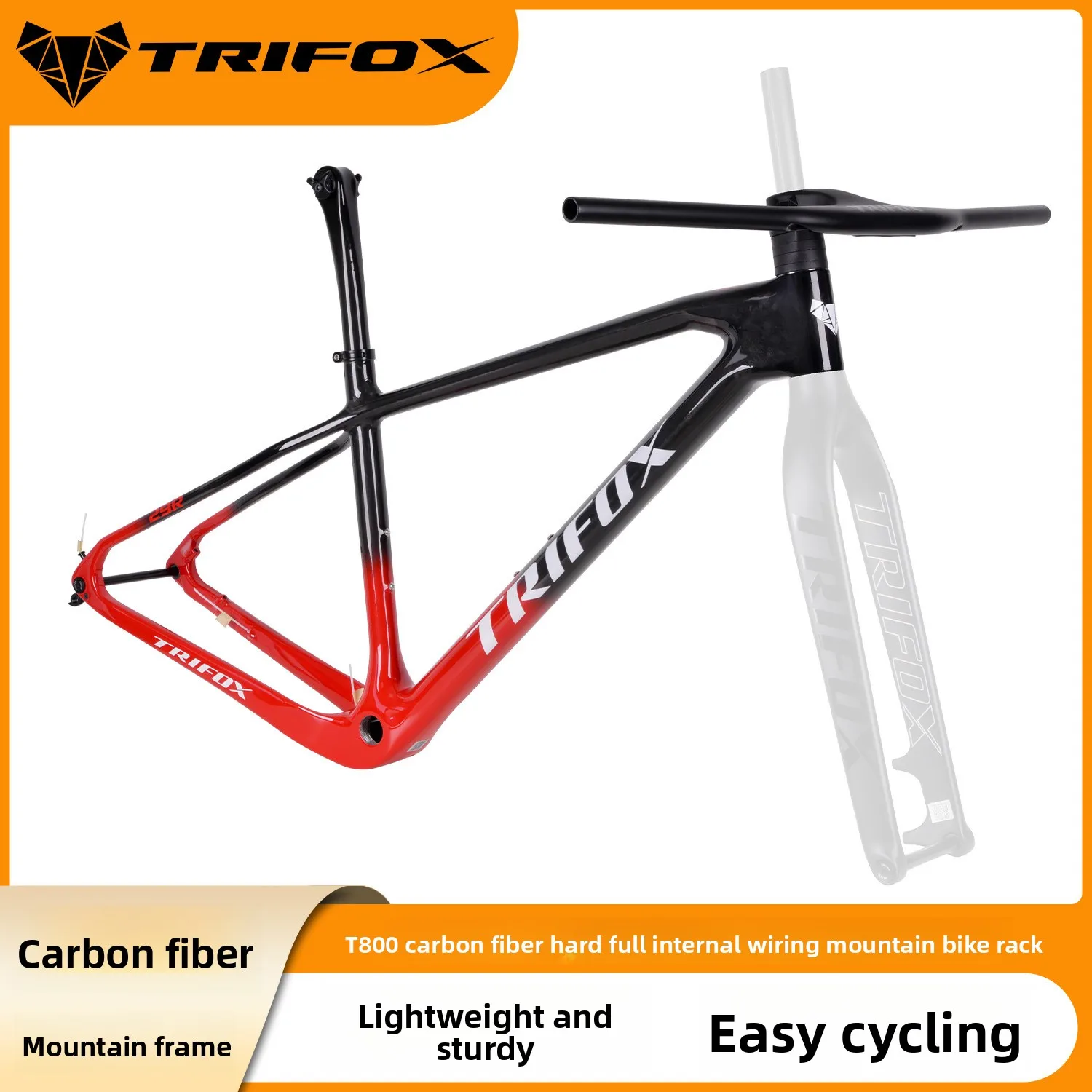 

TRIFOX carbon fiber mountain bike frame full internal wiring bicycle T800 carbon frame gradual change frame quick release