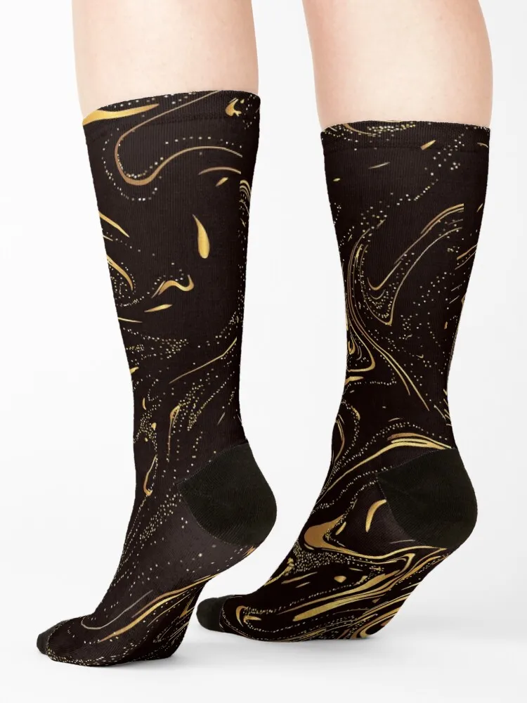 Liquid Gold on Black Socks japanese fashion luxe funny gift Toe sports Male Socks Women's