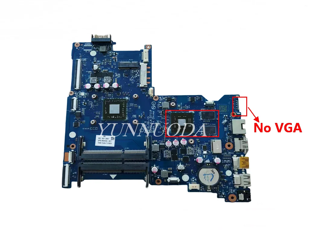 LA-D711P ل HP 255 G5 15-BA 15-AF اللوحة الأم للكمبيوتر المحمول مع E2 A6 A8 وحدة المعالجة المركزية UMA V2G GPU BDL51 100% تم اختبارها