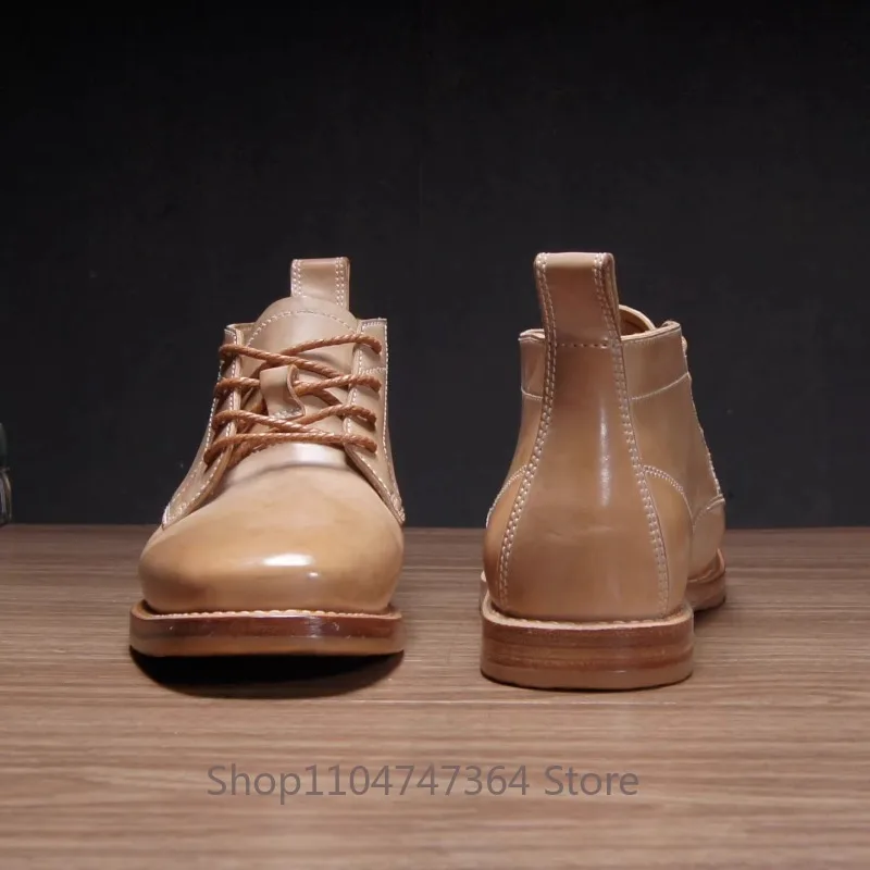 Handmade Ankle Boots Men's Shoes Genuine Leather Casual High End Chelsea Boots Male Outdoor Hiking Motorcycle Boots