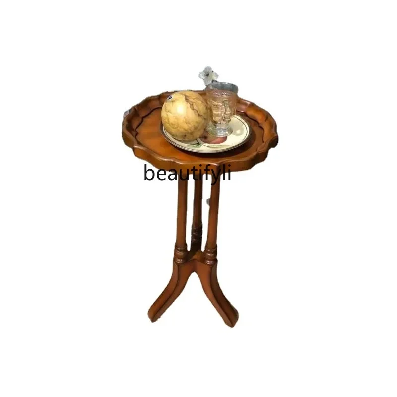 

S American Retro French Furniture Tripod Side Table Wooden Male Sofa Edge Living Room Furniture Nordic Simple Modern