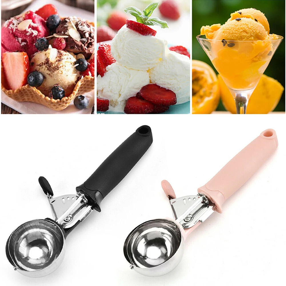 Stainless Steel Ice Cream Spoon Cookie Scoop Melon Fruit Baller Ice Ball Maker Anti-Freeze Handle For Gelatos, Yogurt, Sundaes