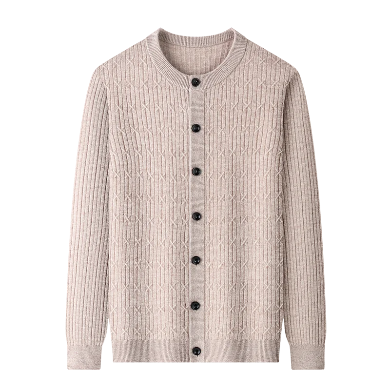 93.8% Sheep Wool Cardigan Men Autumn Winter 6.2%  Goat Cashmere Single Breasted Sweater Long Sleeve Cashmere Wool Warm Knitwear