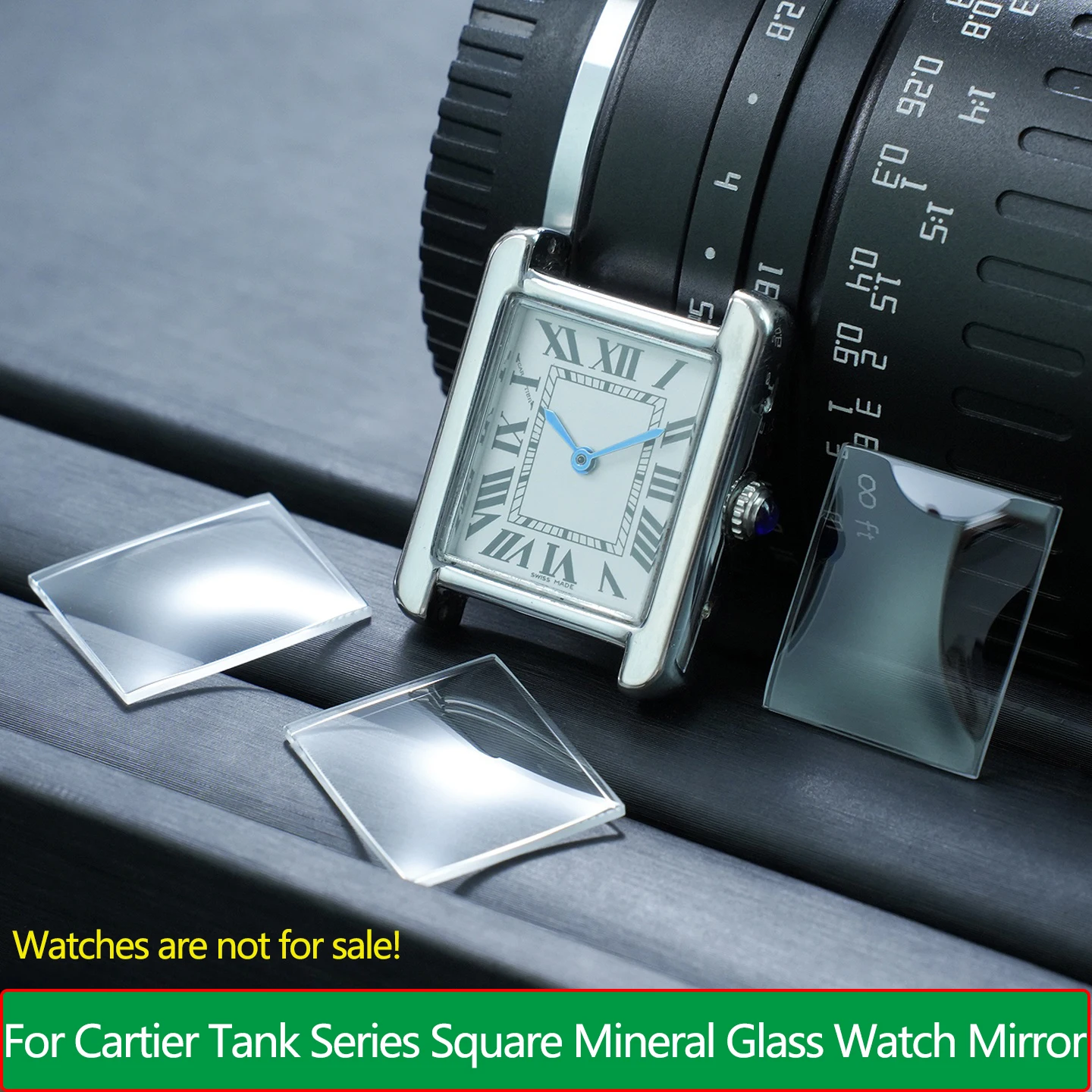 Square Mineral Glass For CARTIER Tank Santos series mirror turtle back/double bridge/Single bridge High Definition Watch Lens