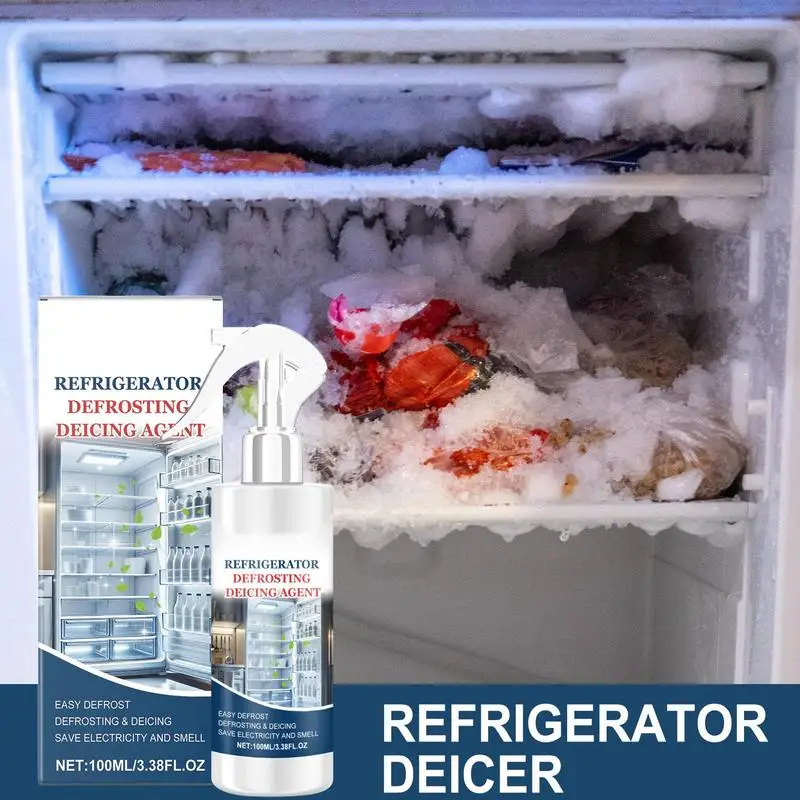 Freezer Deicing Agent 100ml Ice Remover Spray Refrigerator Defrosting Deicer Cleaner For Home Kitchen Fridges