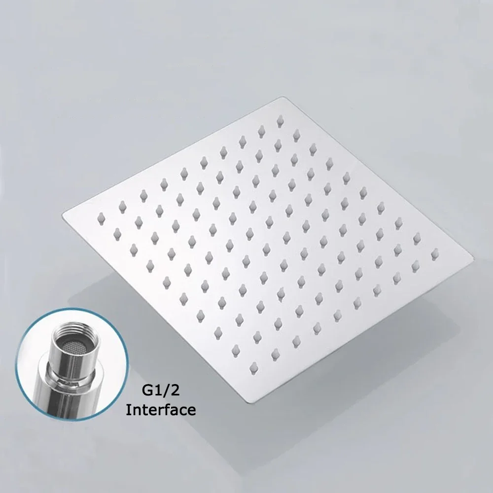 رأس دش الأمطار 12/10/8 بوصة شلال دش رقيقة جدا 201 الفولاذ المقاوم للصدأ مربع دش المطر اكسسوارات الحمام