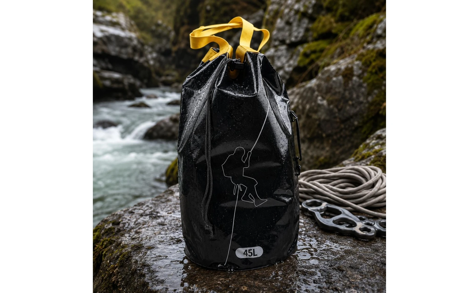 Climbing Rope Backpack Mesh Material Climbing Rope Bag Drain Hole Side Handle for Canyoning