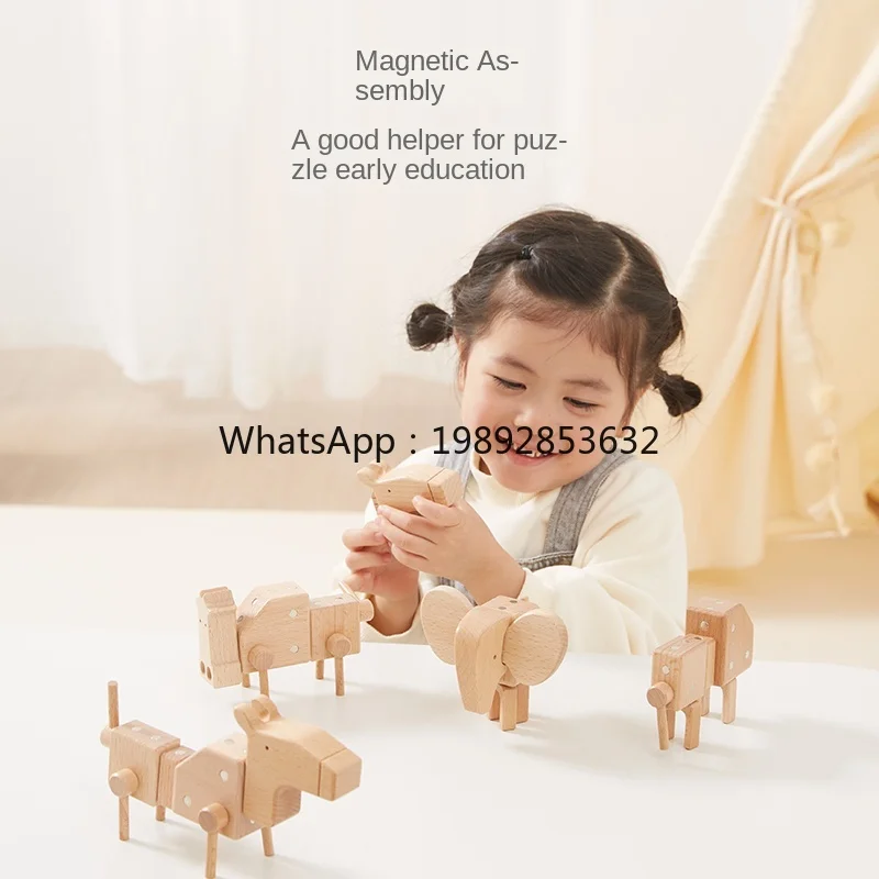XL Variedade Animal Montado Blocos de Construção Educacionais Brinquedo 3-6 Anos 1-3 Anos Blocos de Construção Magnéticos