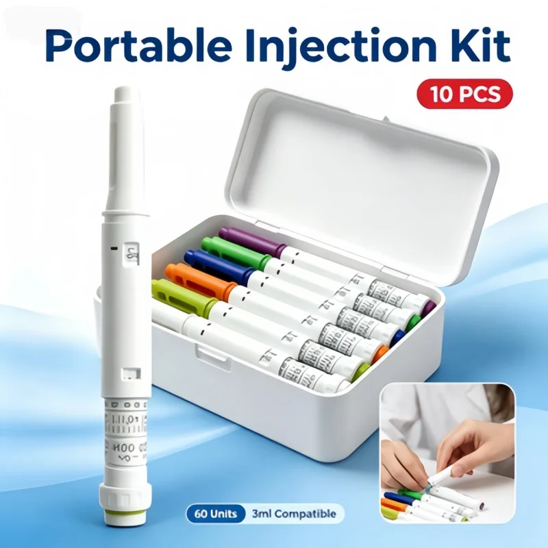 10Pcs 60U Titanium Disposable Pen Injector, Adjustable Dosage Insulin Peptide Device for Home Use