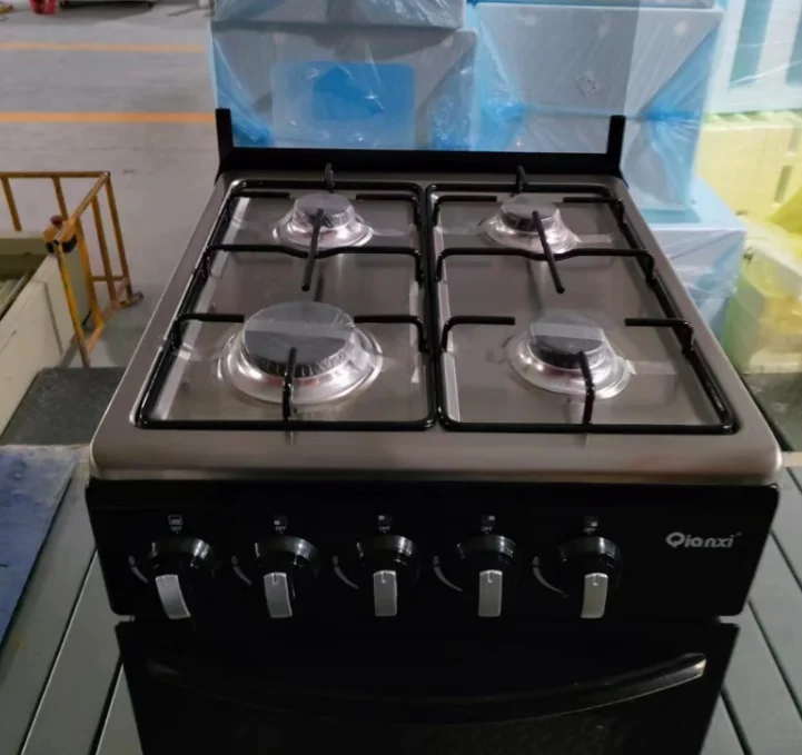 60L LPG Gas Stove With One-piece Vertical Oven Round Insert 50 Wide Four 4 Burners Gas Stove Heads LPG Gas Glass Cover