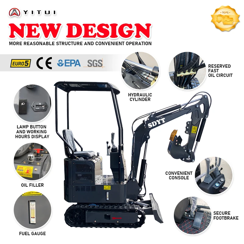 تسليم سريع حفارة صغيرة مخصصة 1.5 1.8 طن محرك المسار حفارة صغيرة كفاءة عالية وسهلة التشغيل