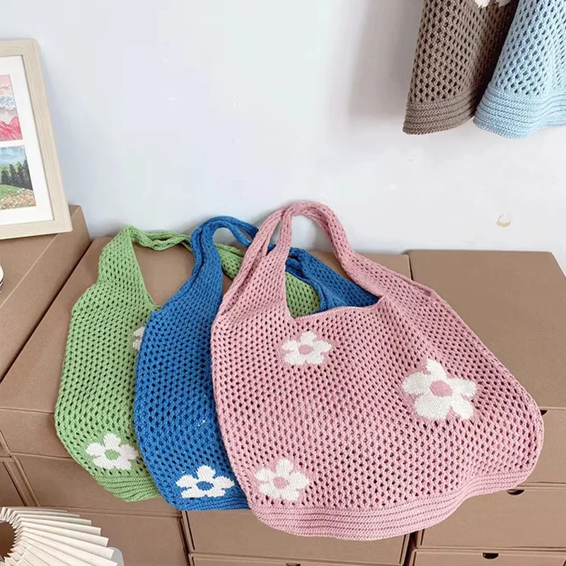 Torebka damska, ażurowa torebka na ramię, modna torebka, super stylowa torebka z dzianiny, torebka podróżna na plażę