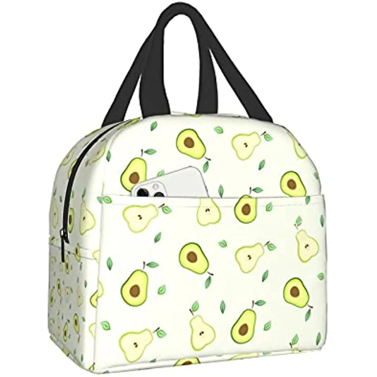 Fiambrera con aguacate para hombre y mujer, bolso de mano, contenedor de alimentos aislado