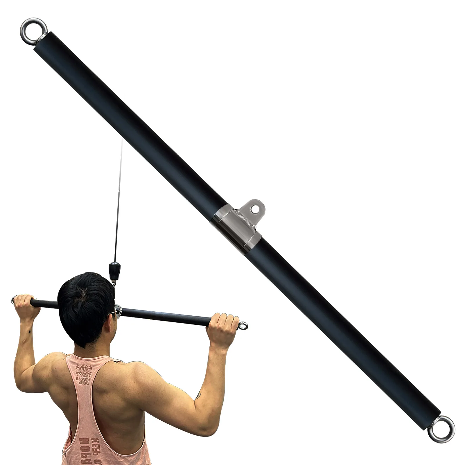 Barre de traction dorsale non-démontable pour la musculation, accessoires de traction dorsale, barre droite, barre pour bandes de résistance pour l'entraînement de musculation