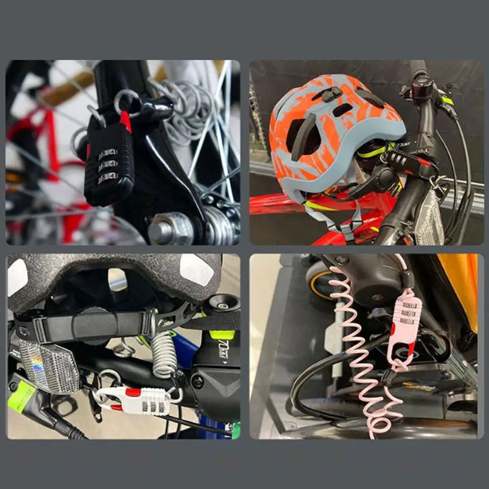 Resettable Cable 3 Digit Combination Password Anti Theft Safety Accessories Cable Lock Helmet Lock Security Lock Bicycle Lock