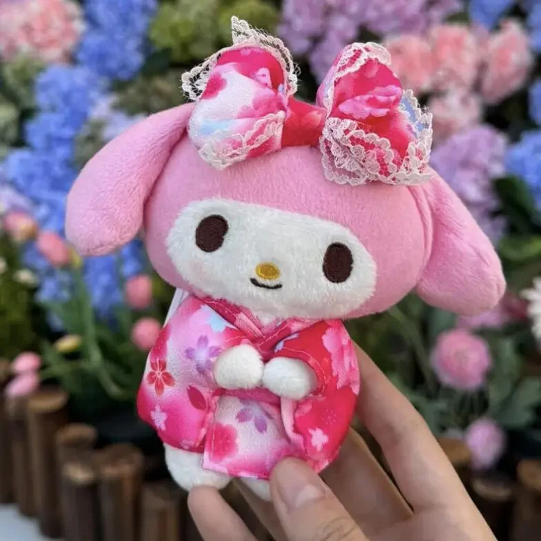 Sanrio Anime Hello Kitty Kimono Pop Cinnamoroll Meisjes Rugzak Kawaii Kuromi Pluche Pop Hanger Japanse Kimono Pop Ornament