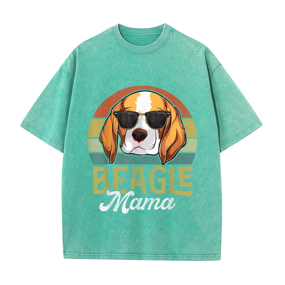 Retro Beagle Mama Shirt Women Mothers Day Dog Mom T-Shirt 티셔츠 Short Sleeve Tops Clothes Anniversary Gift Tee Men Summer Clothing