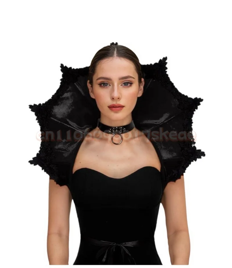 

Gothic Vampire Cosplay Medieval Black Red Victorian Collar Cape for Women Role Play Halloween Carnival Costume Cloak Accessories