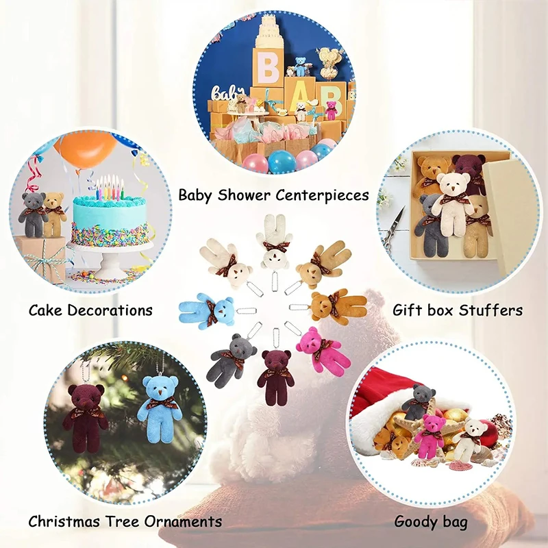 6/12개 플러시 테디 베어 키체인 펜던트 리본 보우% 러브 돌 백팩^ 액세서리 발렌타인데이 생일 선물!! !