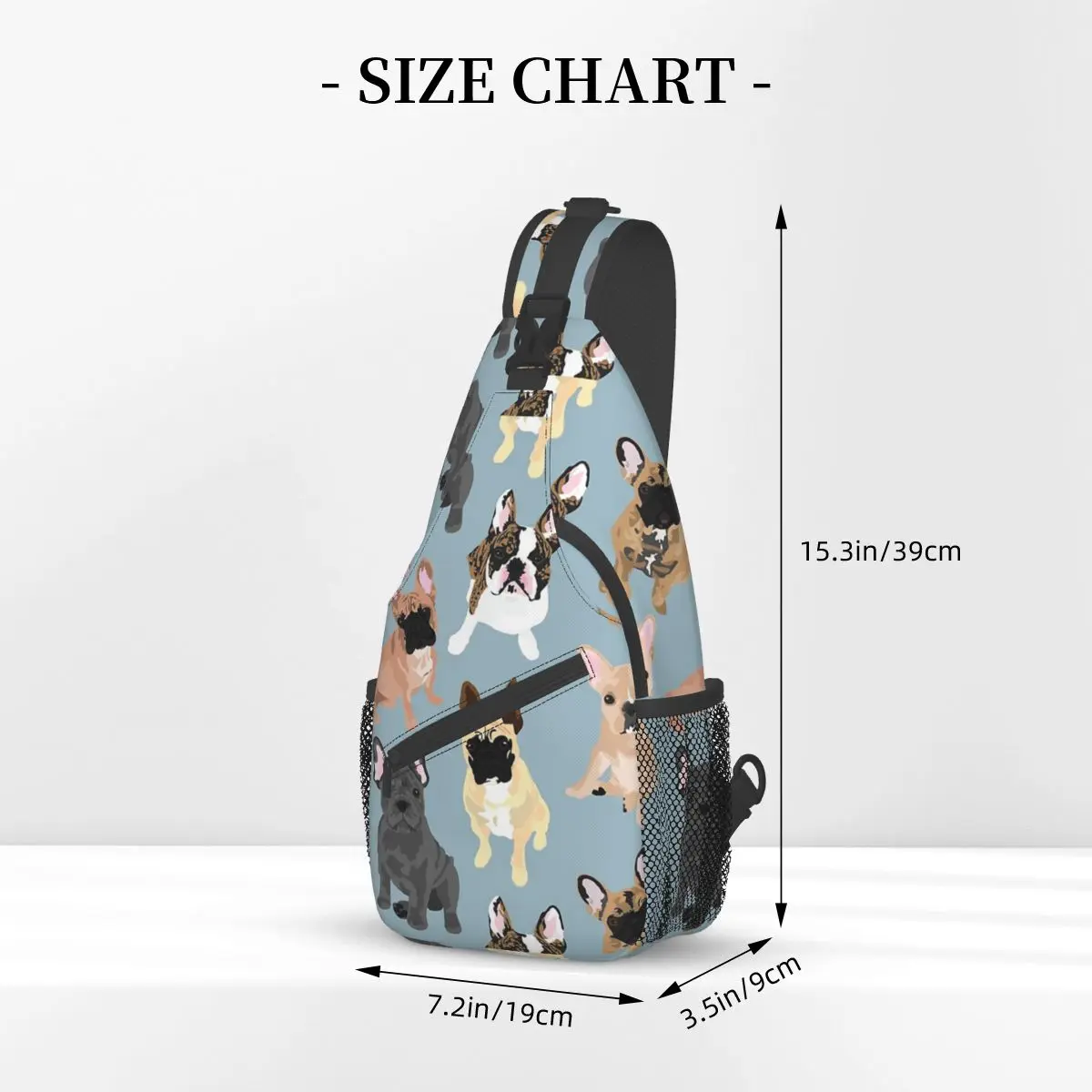 French Bulldogs Crossbody Sling Bag, Peito, Animal, Pet, Mochila de Ombro, Mochila, Viagem, Caminhada, Ciclismo, Amor, Moda