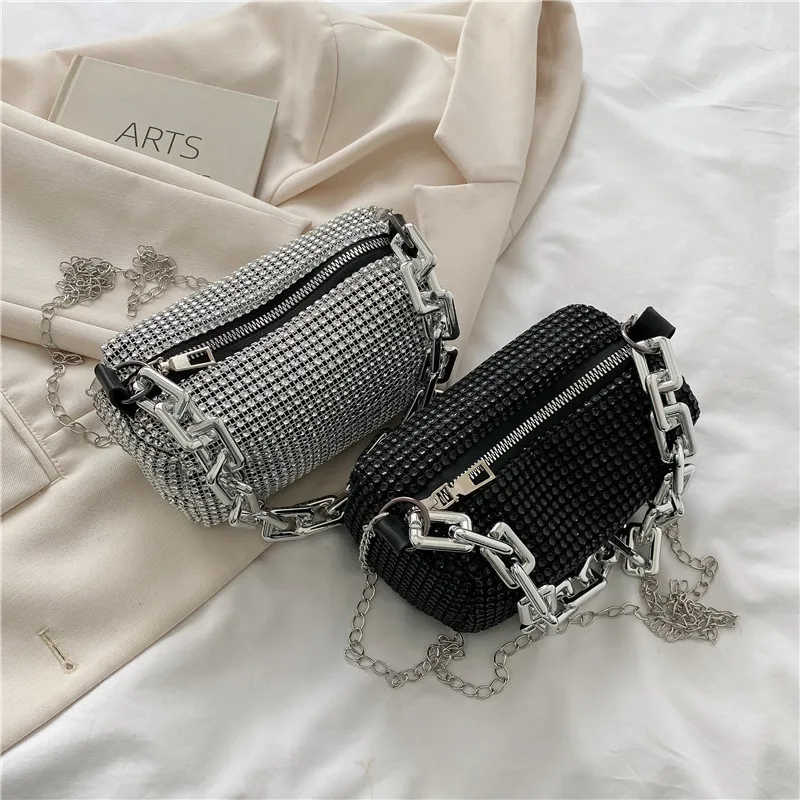 2024 Summer Trend Luxury Fashion Travel Shoulder Handbags Purses Bling Diamond Design Small Crossbody Messenger Bags for Women